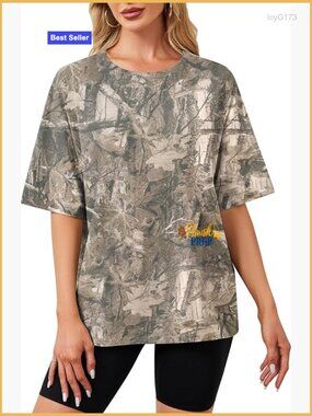 Oversized Short Sleeve Crew Neck Camouflage T-Shirt Loose Fit Tee